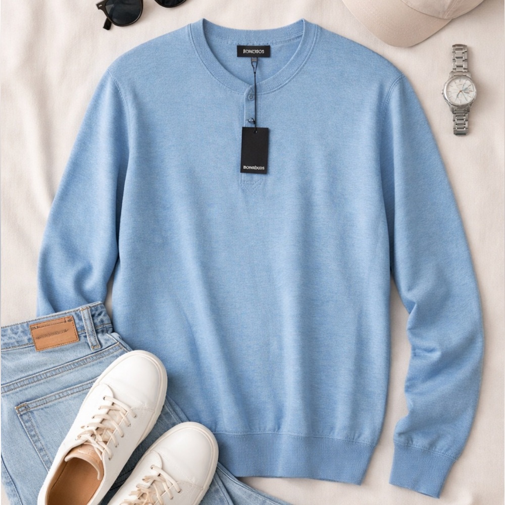 Bonobos Sky Blue Lightweight Crewneck Sweater XXL Soft Spring Layer